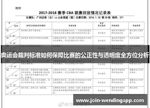 奥运会裁判标准如何保障比赛的公正性与透明度全方位分析