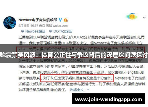 魏震禁赛风波：体育公正性与争议背后的深层次问题探讨